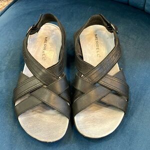 Merrell Women’s Black Strappy Comfort Sandals Size 6 Walking Casual